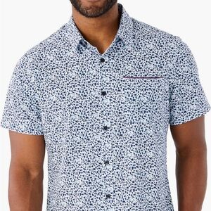 7 Diamonds Brushstroke Short Sleeve Button-Up Performance Shirt